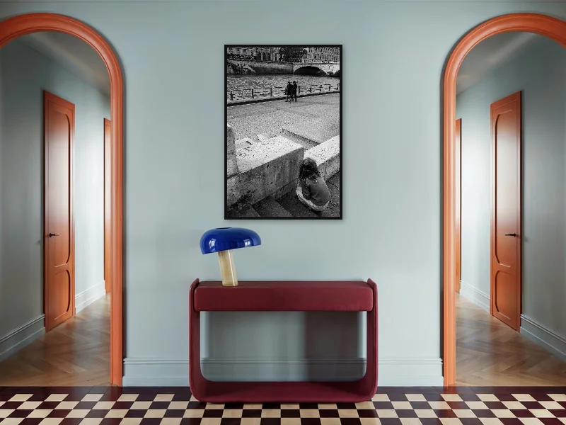 CACHE-CACHE — gallery print in situ.