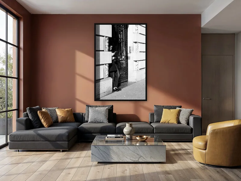 CAUGHT IN THE SHADOW — monumental print in situ.