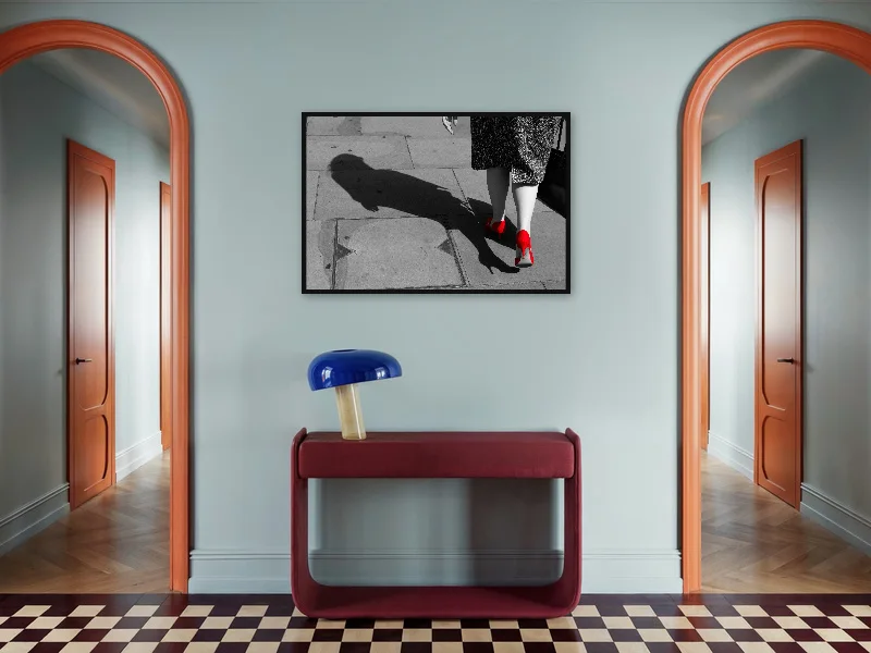 RED SHOES — gallery print in situ.