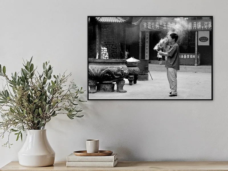 PRAYING — fine art print in situ.