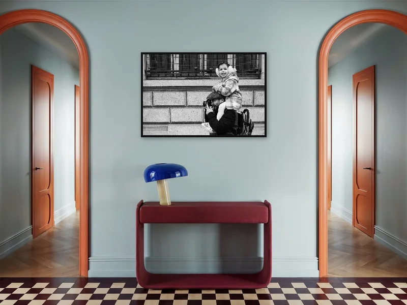 Riding & Shooting — gallery print in situ.