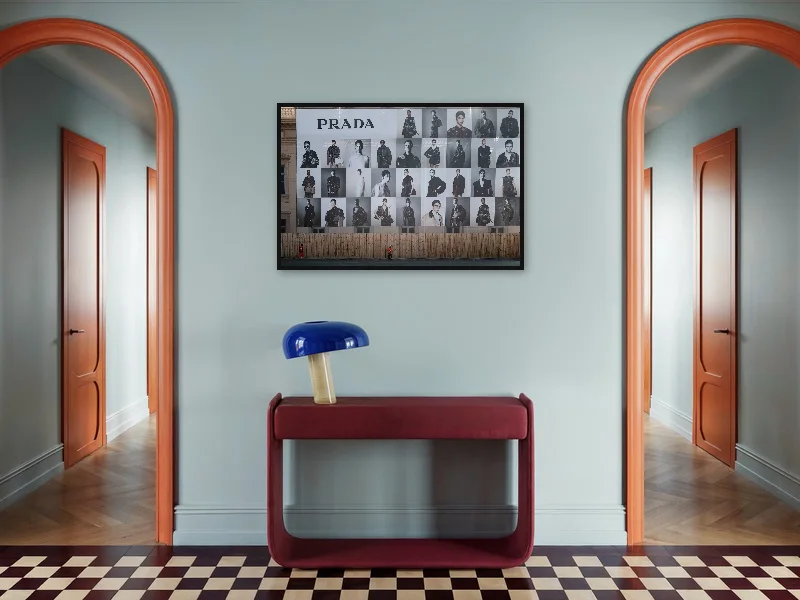 MINI WORKERS — gallery print in situ.