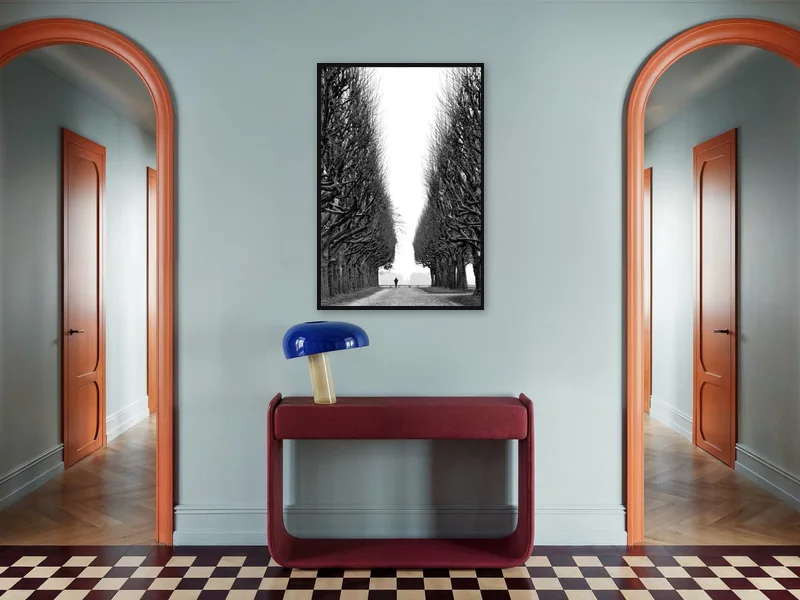 THE MAN AND THE GIANT TREES — gallery print in situ.