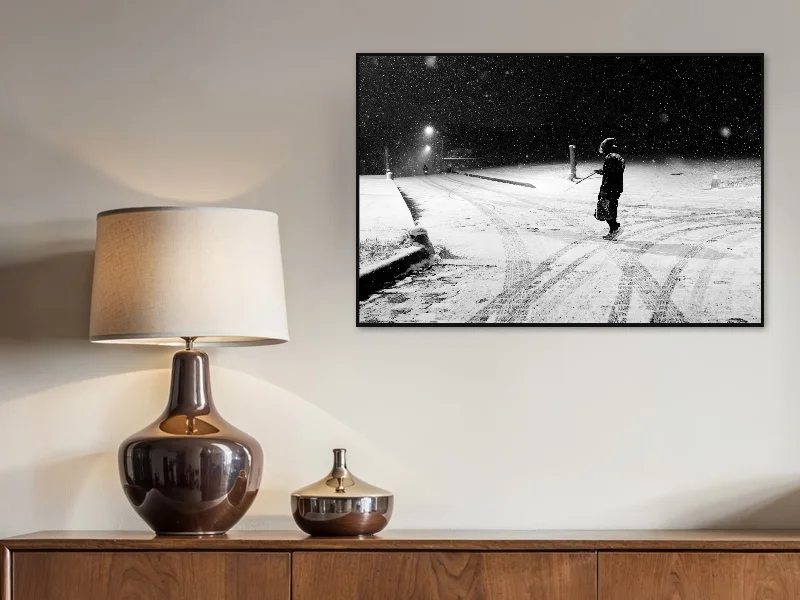WHITE AND BLACK — fine-art print displayed in an interior.