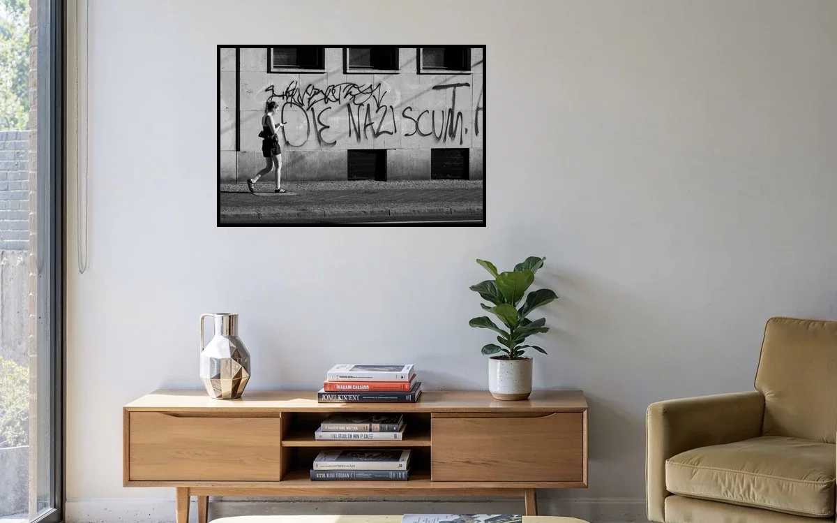 DIE NAZI SCUM — galerie print in an interior.
