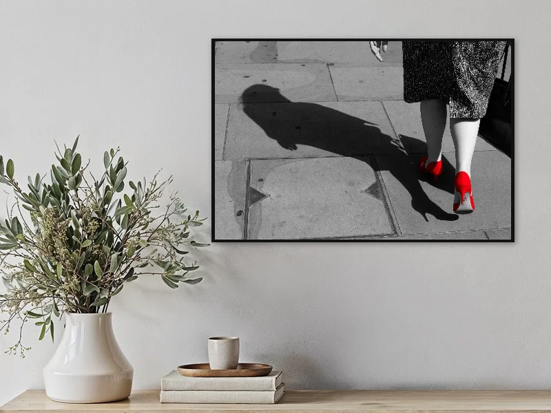 RED SHOES — fine art print in situ.