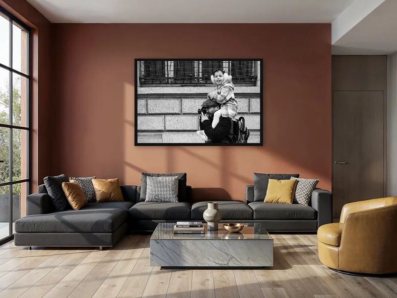 Riding & Shooting — monumental print in situ.