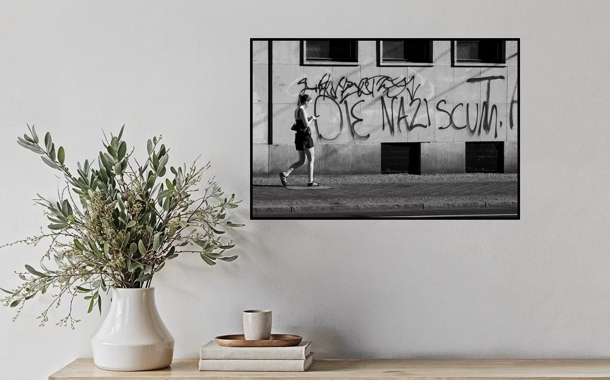 DIE NAZI SCUM — fine-art print in an interior.
