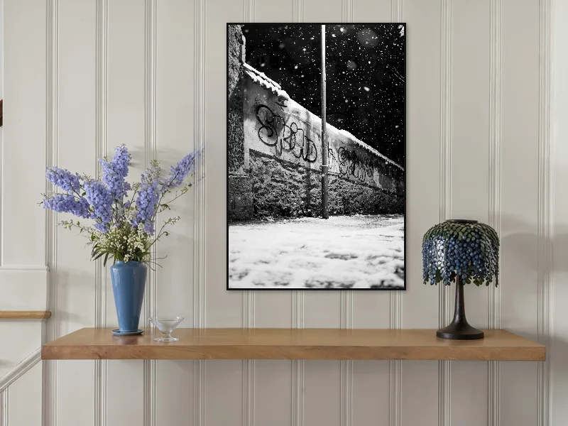 SNOWY TAG — fine art print in situ.