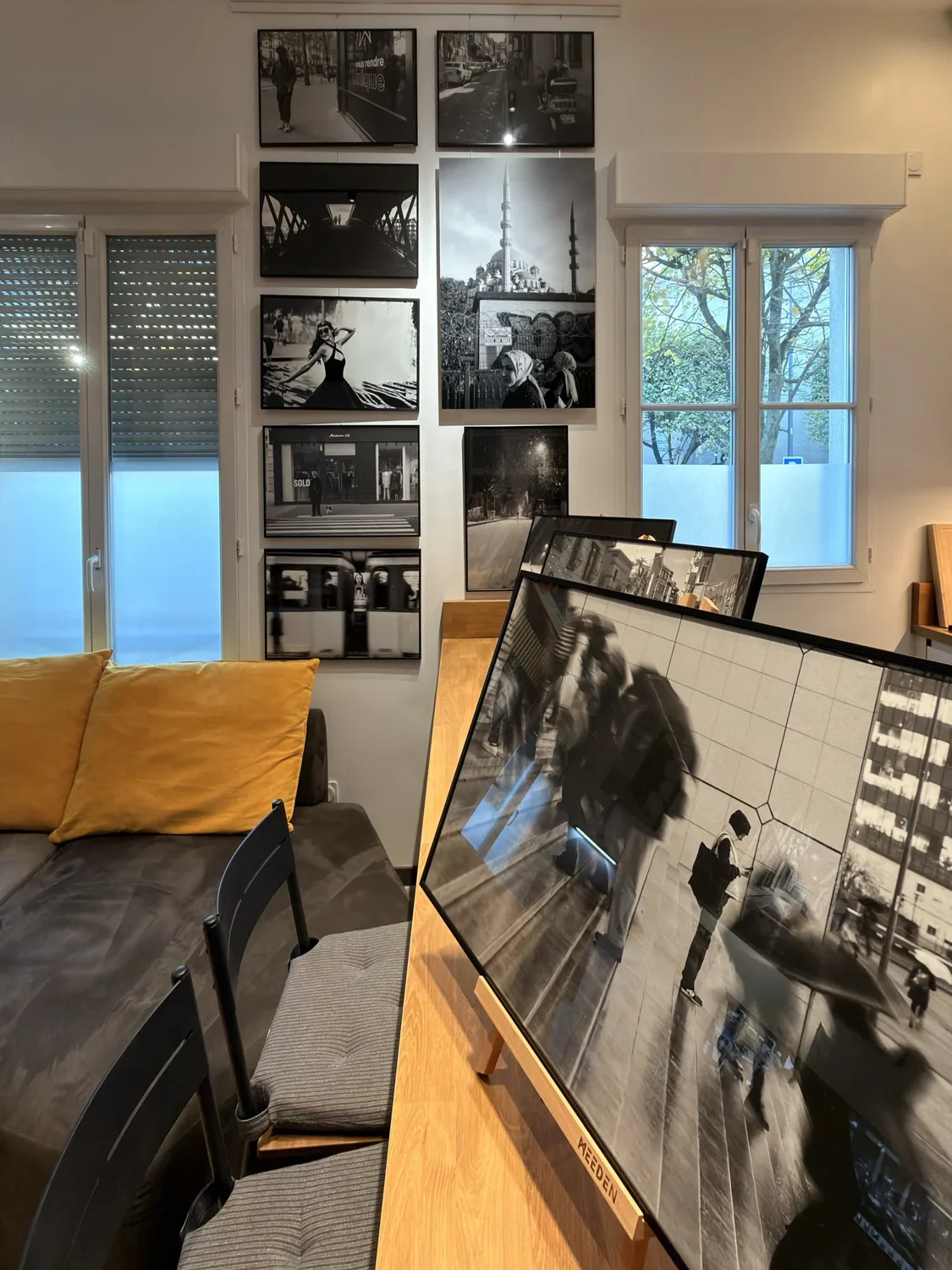 Prints displayed at the studio.
